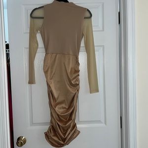 Beautiful tan tight midi dress. Never worn